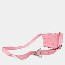 Pre Owned Bottega Veneta Pink Leather Cassette Belt Bag