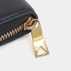 Pre Owned Bottega Veneta Black Leather Mesh Medium Wallet