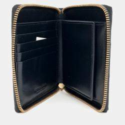 Pre Owned Bottega Veneta Black Leather Mesh Medium Wallet