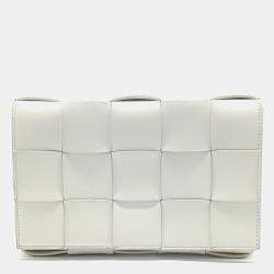 Pre Owned Bottega Veneta White Leather Cassette Bag