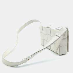 Pre Owned Bottega Veneta White Leather Cassette Bag