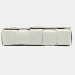 Pre Owned Bottega Veneta White Leather Cassette Bag