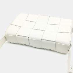 Pre Owned Bottega Veneta White Leather Cassette Bag