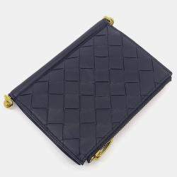 Pre Owned Bottega Veneta Navy Blue Leather Solstice Medium Wallet