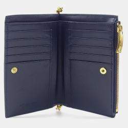 Pre Owned Bottega Veneta Navy Blue Leather Solstice Medium Wallet