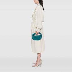 Pre Owned Bottega Veneta Blue Mini Patent Intrecciato Jodie