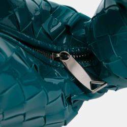 Pre Owned Bottega Veneta Blue Mini Patent Intrecciato Jodie