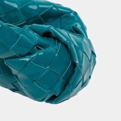 Pre Owned Bottega Veneta Blue Mini Patent Intrecciato Jodie