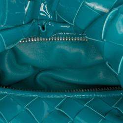 Pre Owned Bottega Veneta Blue Mini Patent Intrecciato Jodie