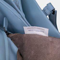 Pre Owned Bottega Veneta Blue Medium Nappa Intrecciato Roma Tote