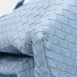 Pre Owned Bottega Veneta Blue Medium Nappa Intrecciato Roma Tote