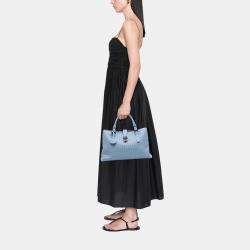 Pre Owned Bottega Veneta Blue Medium Nappa Intrecciato Roma Tote