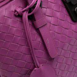 Pre Owned Bottega Veneta Purple Small Nappa Intrecciato Roma Satchel