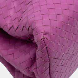 Pre Owned Bottega Veneta Purple Small Nappa Intrecciato Roma Satchel