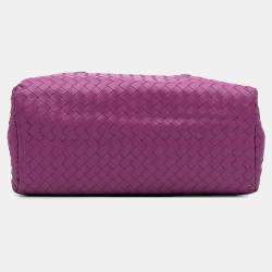 Pre Owned Bottega Veneta Purple Small Nappa Intrecciato Roma Satchel
