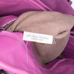 Pre Owned Bottega Veneta Purple Small Nappa Intrecciato Roma Satchel