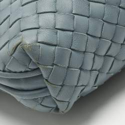 Pre Owned Bottega Veneta Light Blue Intrecciato Leather Nodini Crossbody Bag