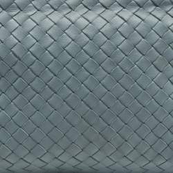 Pre Owned Bottega Veneta Light Blue Intrecciato Leather Nodini Crossbody Bag