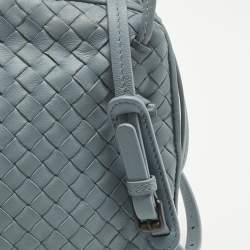 Pre Owned Bottega Veneta Light Blue Intrecciato Leather Nodini Crossbody Bag