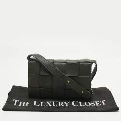 Pre Owned Bottega Veneta Dark Green Intrecciato Leather Cassette Shoulder Bag