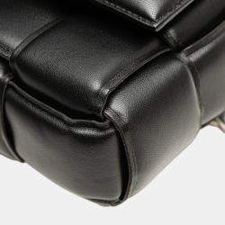 Pre Owned Bottega Veneta Black Nappa Intrecciato Padded Chain Cassette Satchel
