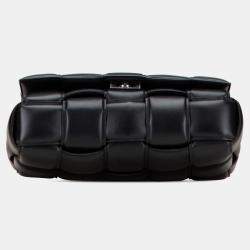 Pre Owned Bottega Veneta Black Nappa Intrecciato Padded Chain Cassette Satchel