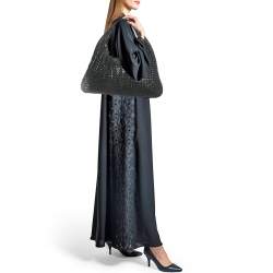 Pre Owned Bottega Veneta Black Intrecciato Twist Leather Veneta Hobo