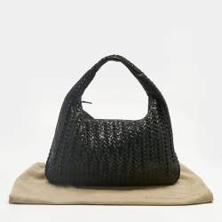 Pre Owned Bottega Veneta Black Intrecciato Twist Leather Veneta Hobo