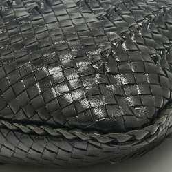 Pre Owned Bottega Veneta Black Intrecciato Twist Leather Veneta Hobo