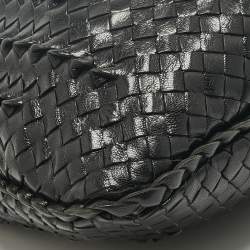 Pre Owned Bottega Veneta Black Intrecciato Twist Leather Veneta Hobo