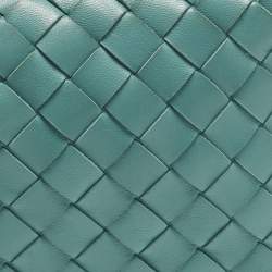 Pre Owned Bottega Veneta Turquoise Intrecciato Leather Mini Jodie Hobo