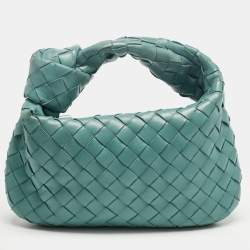 Pre Owned Bottega Veneta Turquoise Intrecciato Leather Mini Jodie Hobo