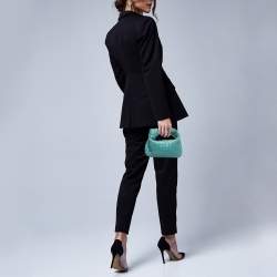 Pre Owned Bottega Veneta Turquoise Intrecciato Leather Mini Jodie Hobo