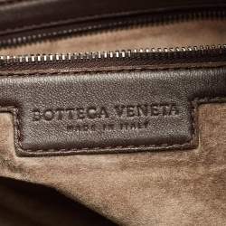 Pre Owned Bottega Veneta Dark Brown Intrecciato Leather Large Veneta Hobo