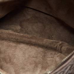 Pre Owned Bottega Veneta Dark Brown Intrecciato Leather Large Veneta Hobo