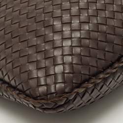 Pre Owned Bottega Veneta Dark Brown Intrecciato Leather Large Veneta Hobo