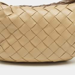 Pre Owned Bottega Veneta Cream Intrecciato Leather Mini BV Jodie Hobo