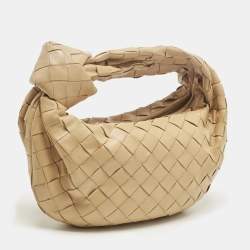 Pre Owned Bottega Veneta Cream Intrecciato Leather Mini BV Jodie Hobo