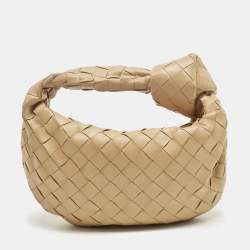 Pre Owned Bottega Veneta Cream Intrecciato Leather Mini BV Jodie Hobo