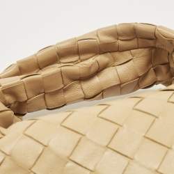 Pre Owned Bottega Veneta Cream Intrecciato Leather Mini BV Jodie Hobo