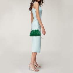 Pre Owned Bottega Veneta Green Intrecciato Leather Mini The Pouch Bag