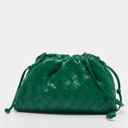 Pre Owned Bottega Veneta Green Intrecciato Leather Mini The Pouch Bag