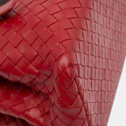 Pre Owned Bottega Veneta Red Mini Nappa Intrecciato Roma Satchel