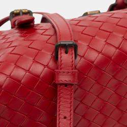 Pre Owned Bottega Veneta Red Mini Nappa Intrecciato Roma Satchel