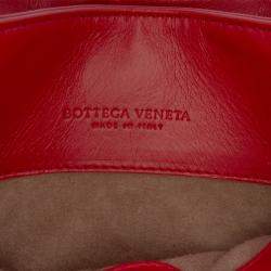 Pre Owned Bottega Veneta Red Mini Nappa Intrecciato Roma Satchel