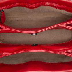 Pre Owned Bottega Veneta Red Mini Nappa Intrecciato Roma Satchel