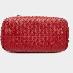 Pre Owned Bottega Veneta Red Mini Nappa Intrecciato Roma Satchel