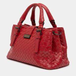 Pre Owned Bottega Veneta Red Mini Nappa Intrecciato Roma Satchel