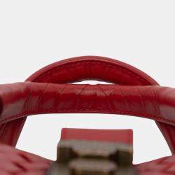 Pre Owned Bottega Veneta Red Mini Nappa Intrecciato Roma Satchel