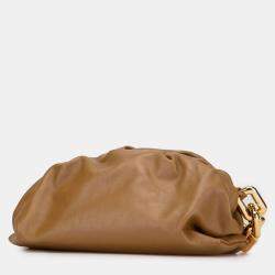 Pre Owned Bottega Veneta Brown Lambskin Chain Pouch